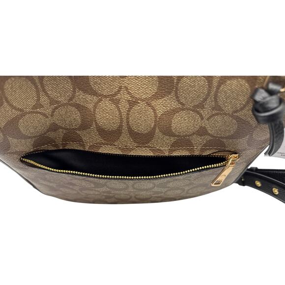 Coach Ellie File Crossbody Bag Purse Signature Canvas Khaki Black C1648 Zipper - Picture 7 of 11